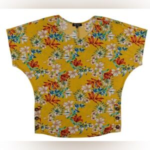Brand New Floral Yellow Top with side buttons
